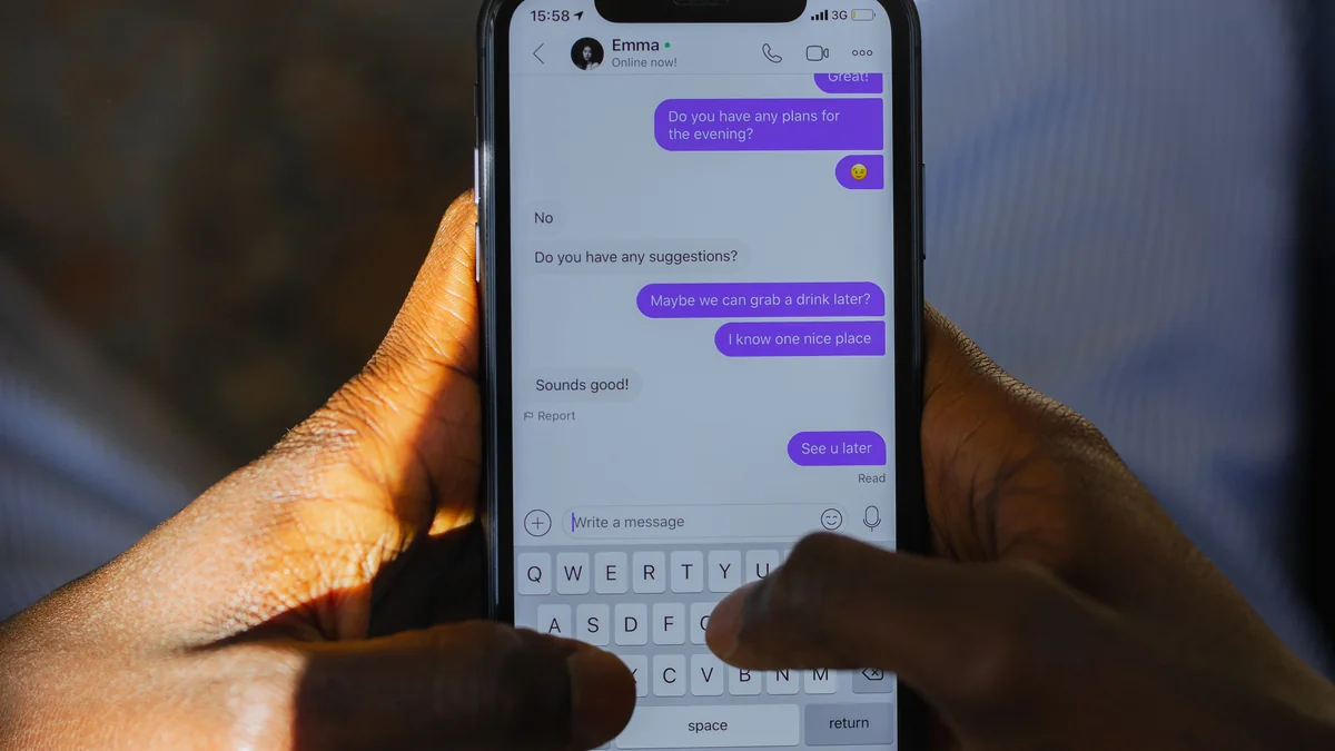 Person scrolling through old messages and screenshots on a smartphone