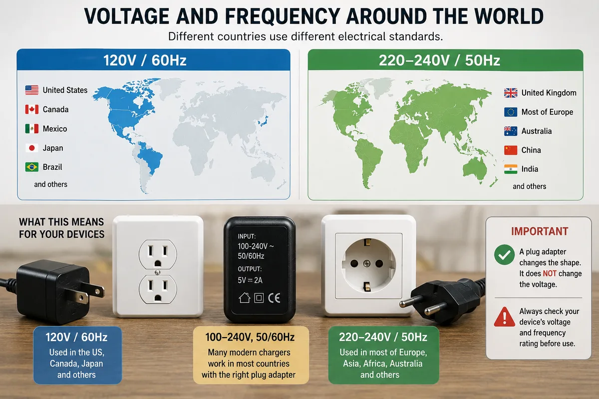 Comparison of 120V 60Hz and 230V 50Hz electricity standards around the world