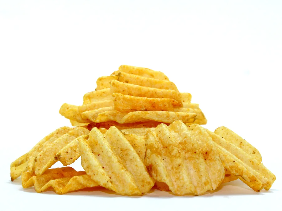 Potato chips served as a snack.