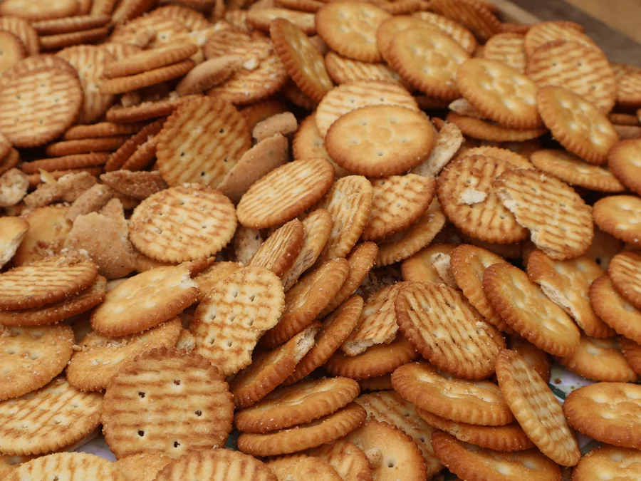 Plain savory crackers.