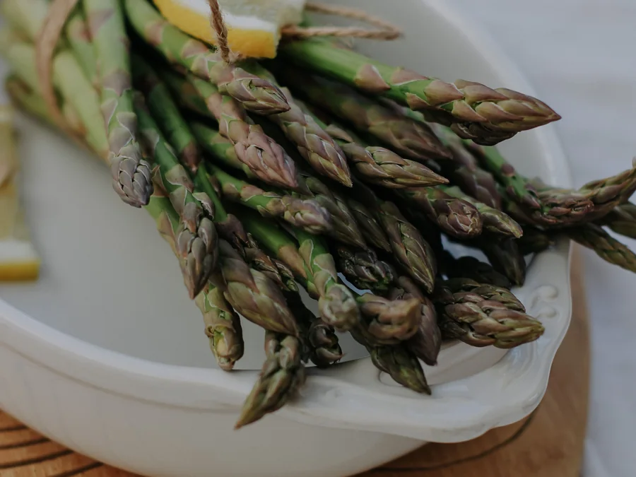 Cooked asparagus served as a vegetable dish.