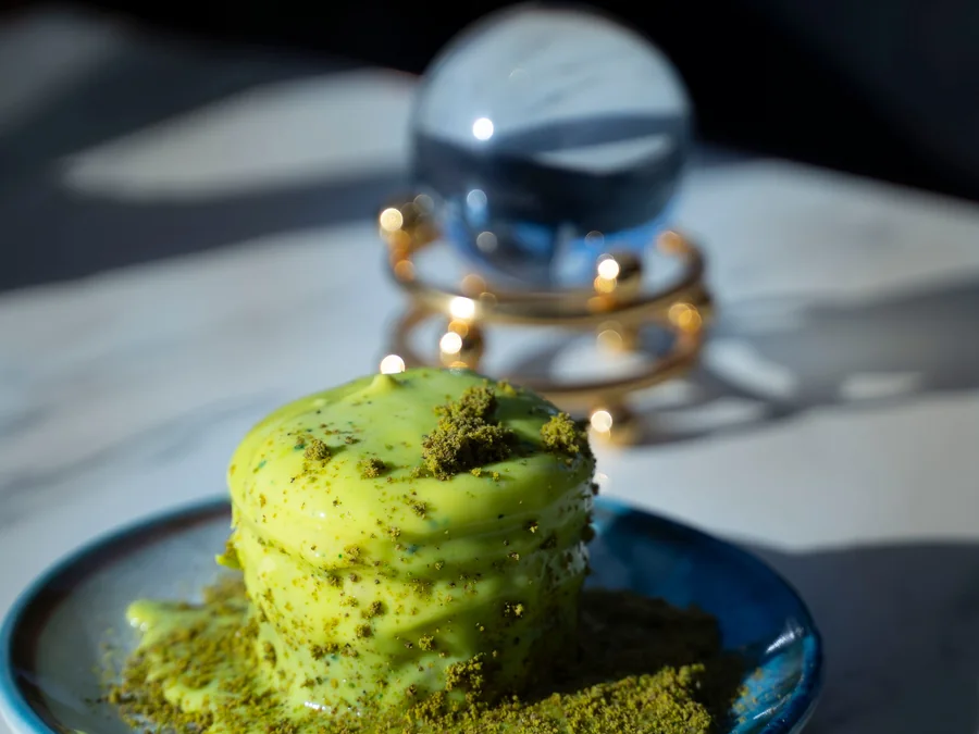Green matcha dessert.