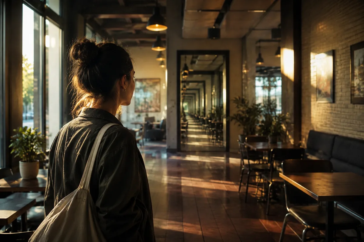 Person entering an unfamiliar room that feels strangely familiar