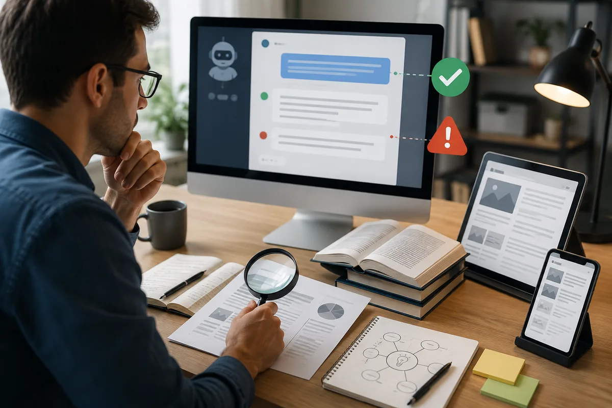 AI answers should be cross-checked with reliable sources, supporting evidence, and independent references before being treated as accurate.