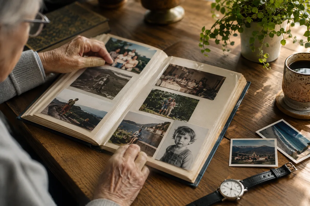 A visual representation of memories, routine, and changing experiences shaping the perception of time.