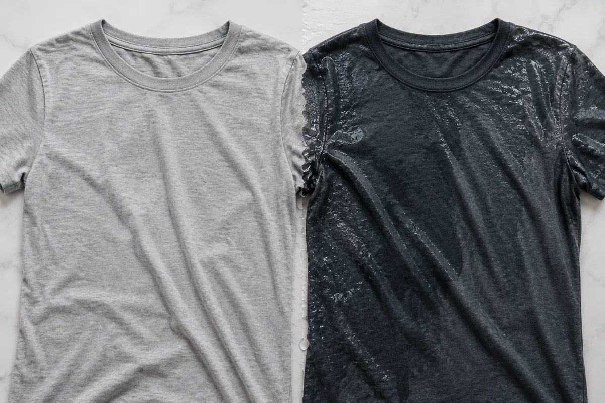 Wet fabric often appears darker because water changes how light is absorbed, scattered, and reflected by the fibers.