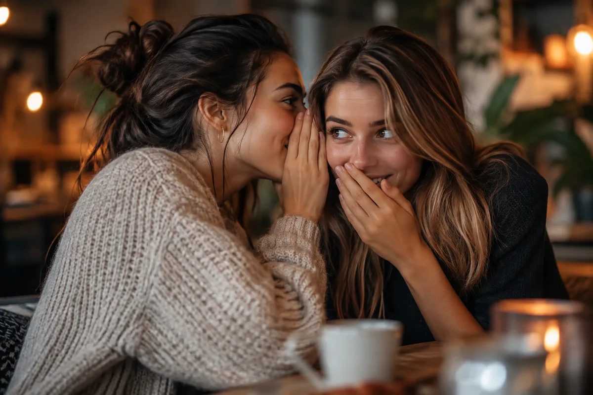Two people talking privately during a close conversation