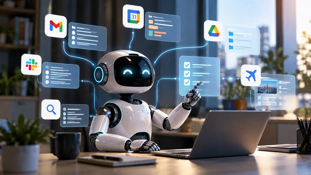 AI system coordinating email, calendar, files, and other digital tools